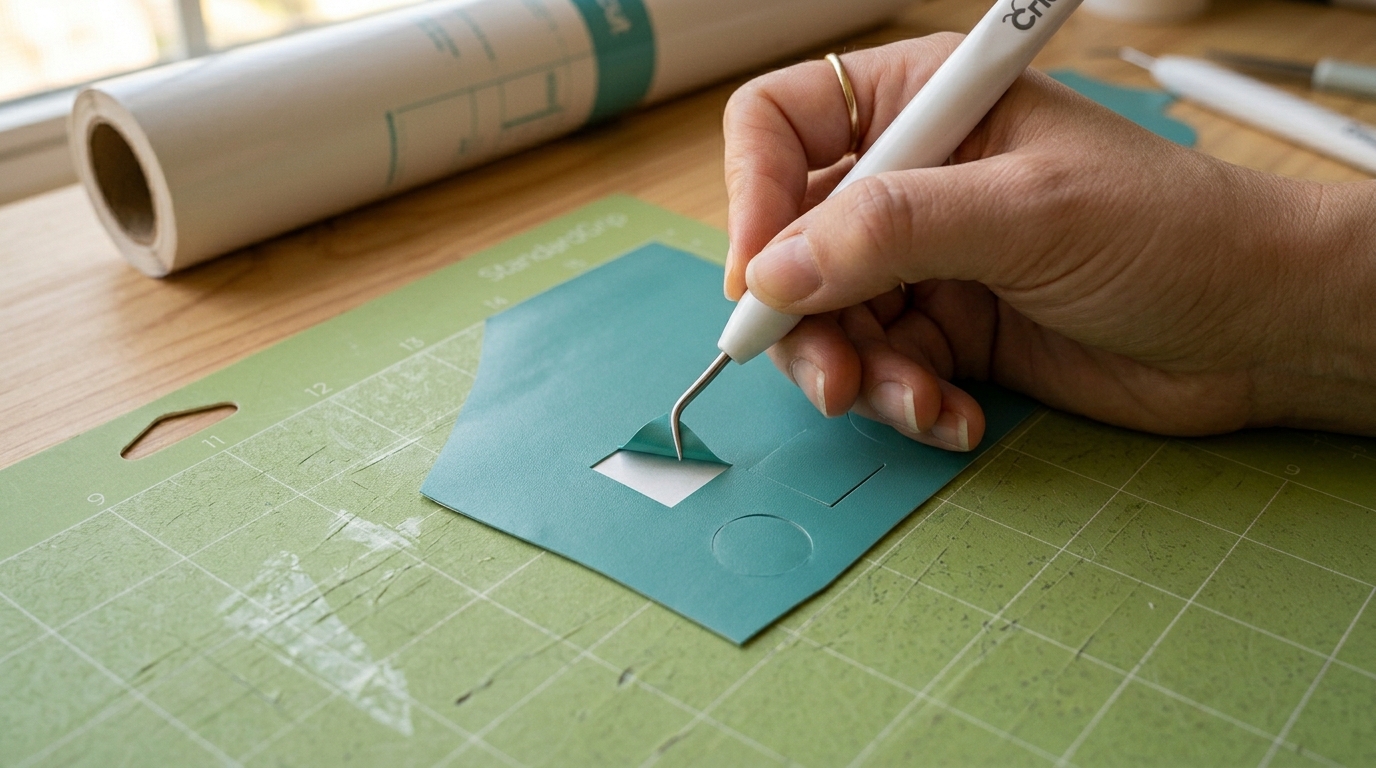 Test cut on scrap vinyl on cutting mat
