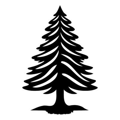 A simple yet elegant silhouette of a pine tree